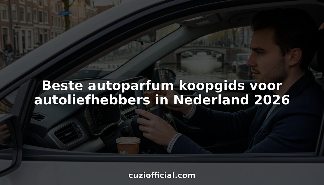Een autoliefhebber plaatst een geurhanger in het ventilatierooster van zijn dashboard om de auto lekker fris te laten ruiken.