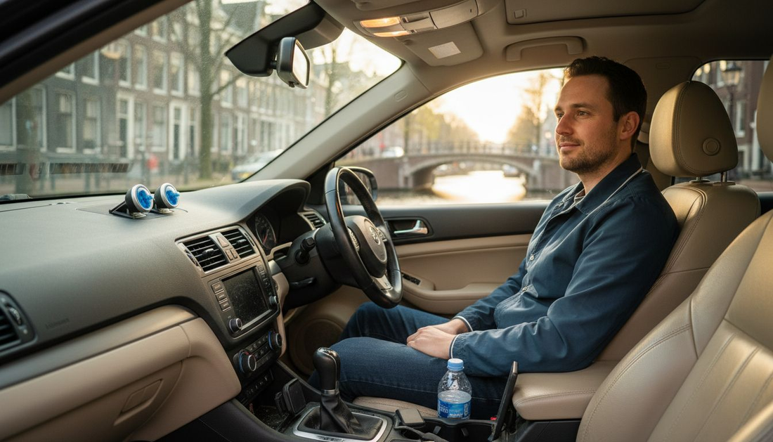 Man beleeft innovatieve geurbeleving in het interieur van zijn auto